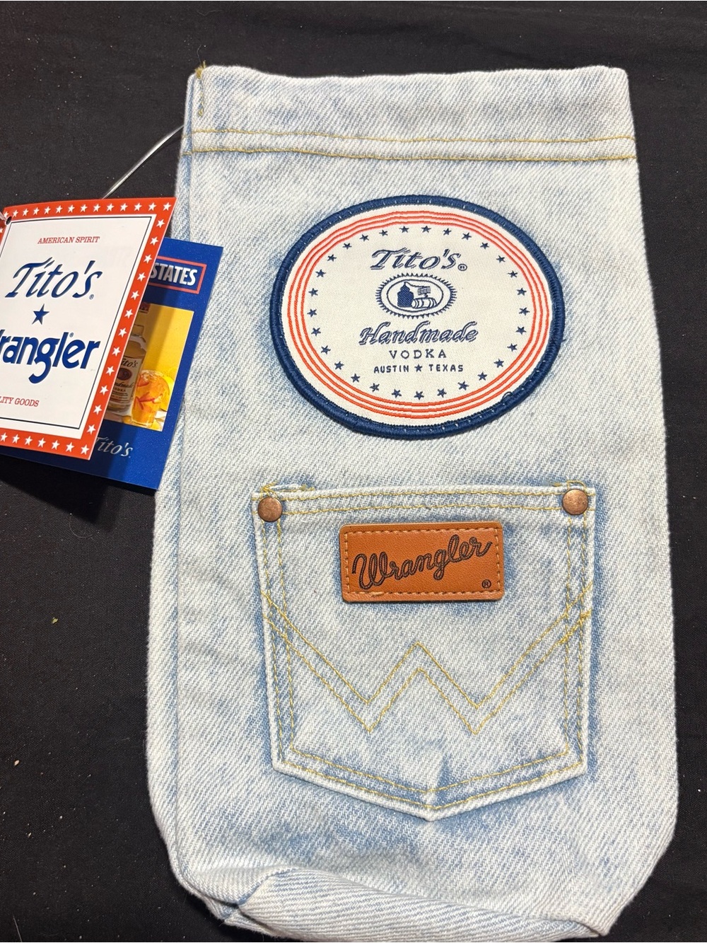 Wrangler Light Blue Denim Pocket Pouch with Tito's Patch